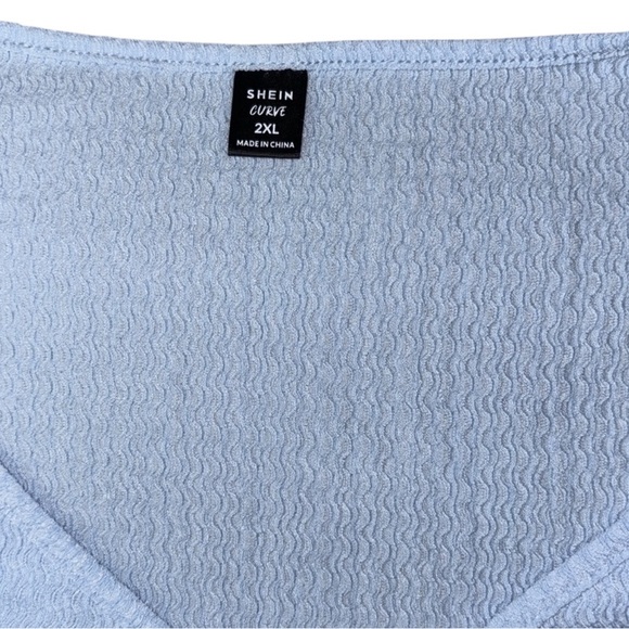 SHEIN Curve Light Blue Puff Sleeve Crop Top 2XL - Picture 3 of 3